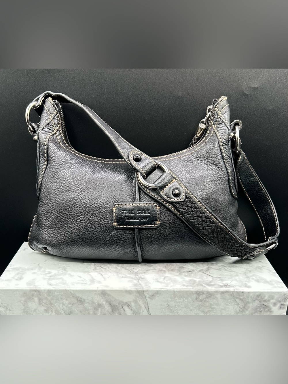 THE SAK Black Leather Shoulder Bag.
